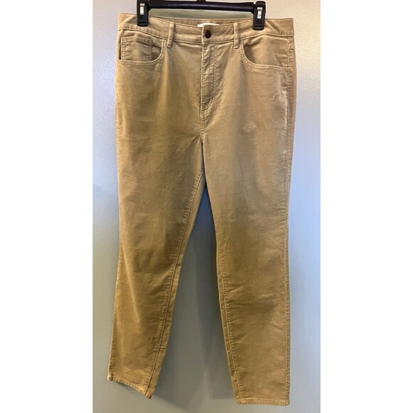 LOFT Straight Leg Curvy High Waist Corduroy Pants Size 31/12 Tan NWOT - Picture 1 of 7